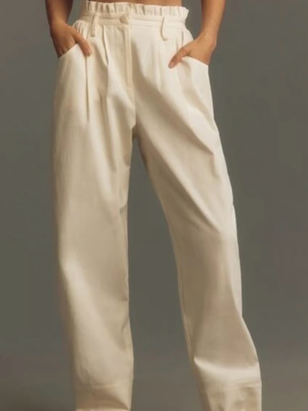 Corey Lynn Calter Cream Wide-Leg High-Rise Trousers